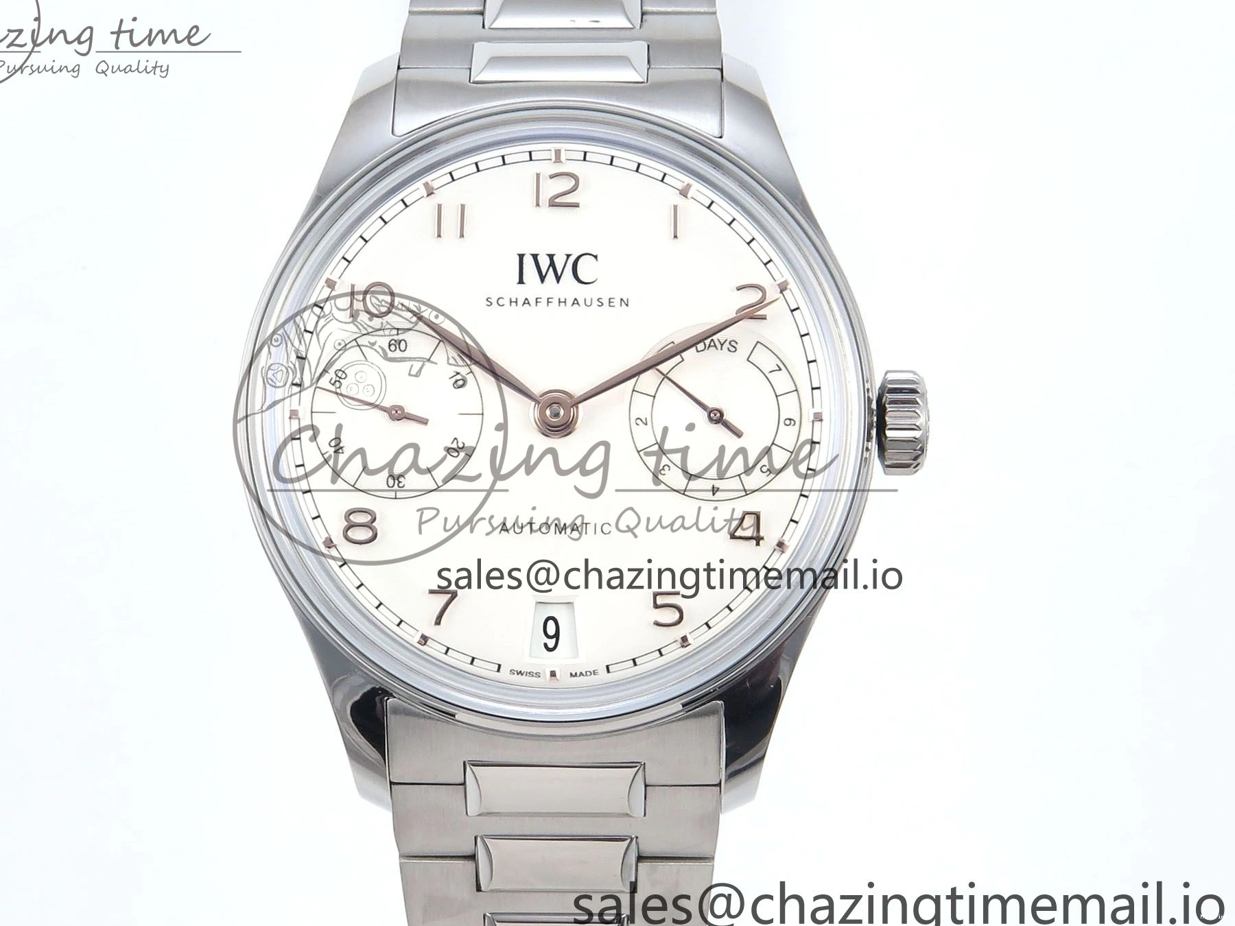 MIROTIME 0324 Portugieser Auto IWC0562A APSF 1:1 Best Edition White RG Dial on SS Bracelet A Unique 6991